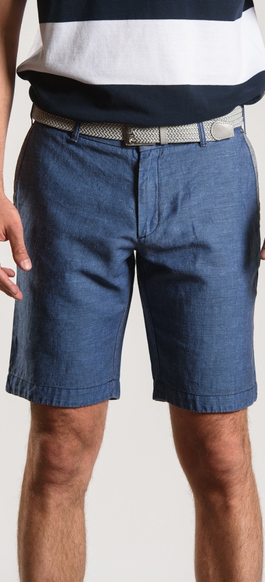 Grey-blue linen blend shorts