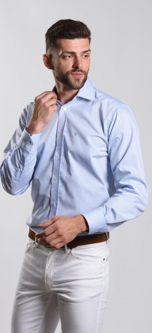 Light blue Slim Fit shirt with a small pattern