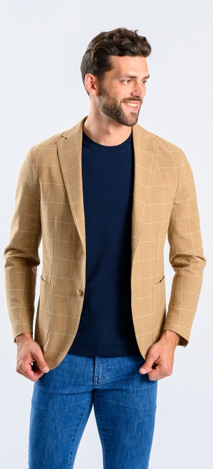 Brown summer checkered blazer