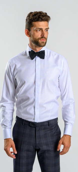 White formal Extra Slim Fit shirt with fine pattern