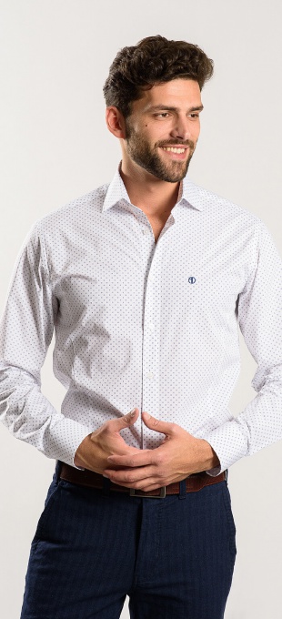 Biela vzorovaná Extra Slim Fit košeľa rady Basic