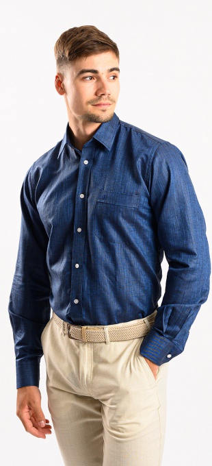 Dark blue Linen Slim Fit shirt