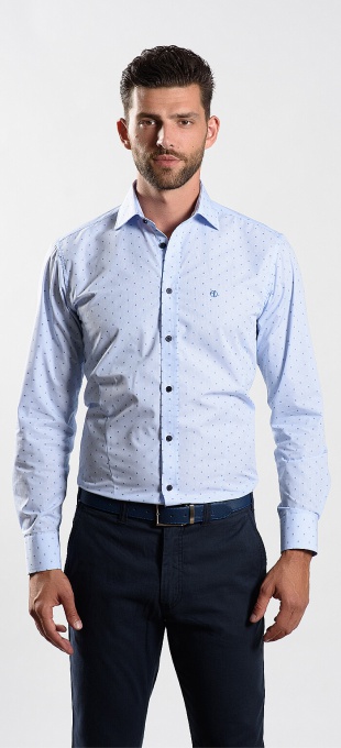 Bledomodrá vzorovaná Extra Slim Fit košeľa