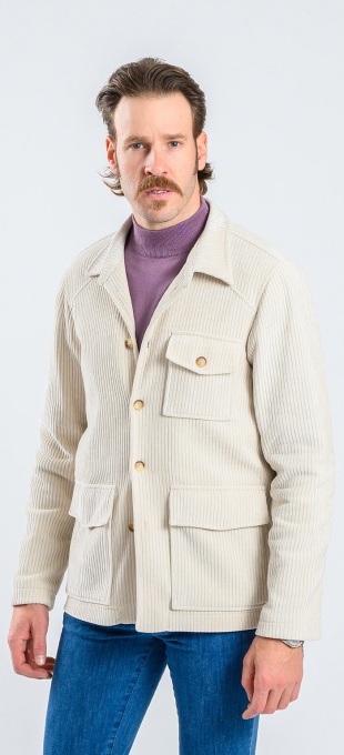 Beige corduroy shirt jacket