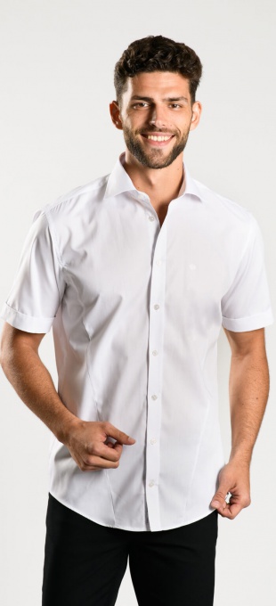 Biela Extra Slim Fit košeľa s krátkym rukávom