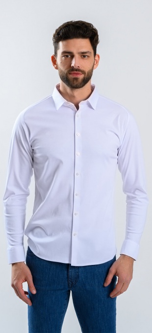 Biela strečová Extra Slim Fit košeľa s nekrčivou úpravou