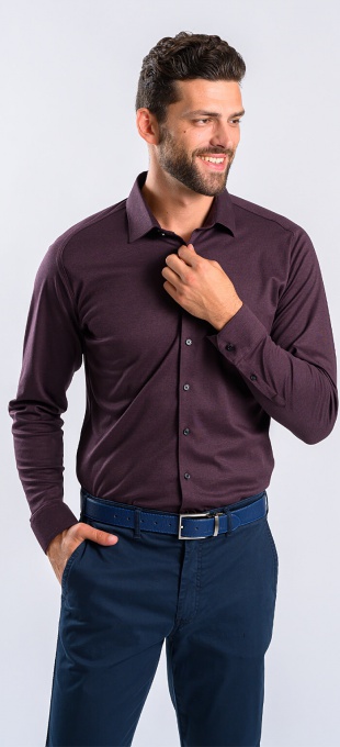 Aubergine stretch Extra Slim Fit non-iron shirt