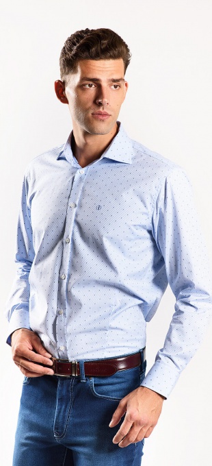 Modrá vzorovaná Classic Fit košeľa