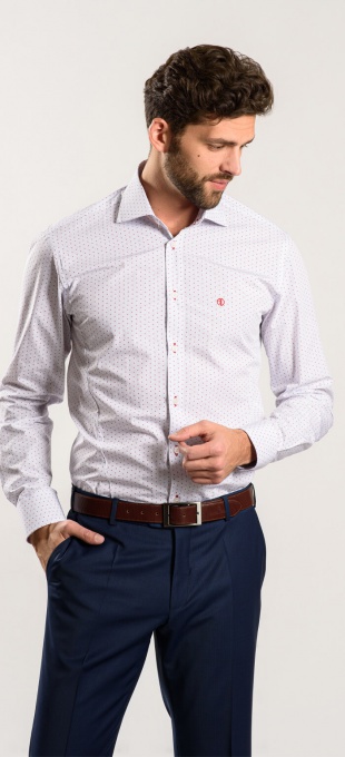 White patterned Extra Slim Fit shirt - Basic line