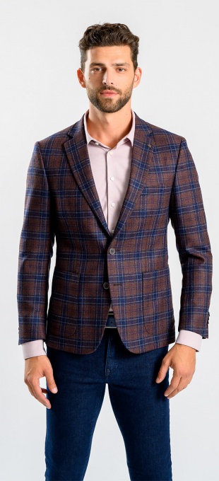 Brown wool checkered blazer