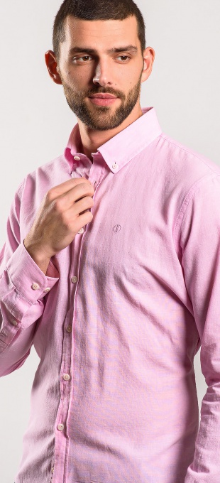 Pink Extra Slim Fit linen shirt
