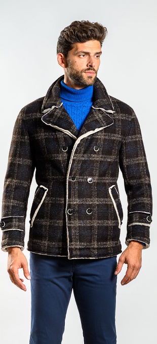 Checkered shearling jacket