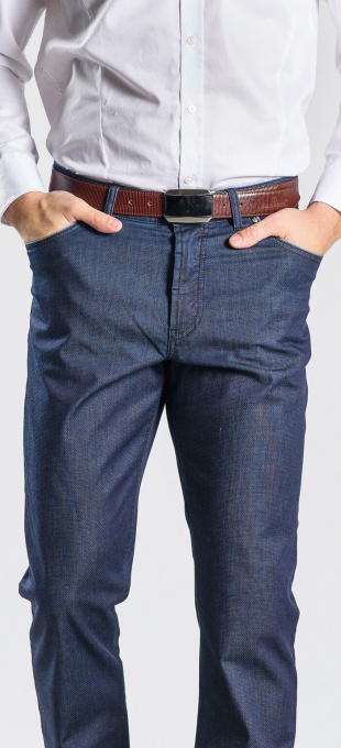 Šedo-modré voľnočasové nohavice