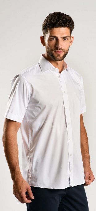 White Extra Slim Fit short sleeved shirt