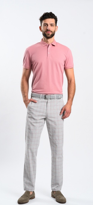 Grey Checked Chino Trousers