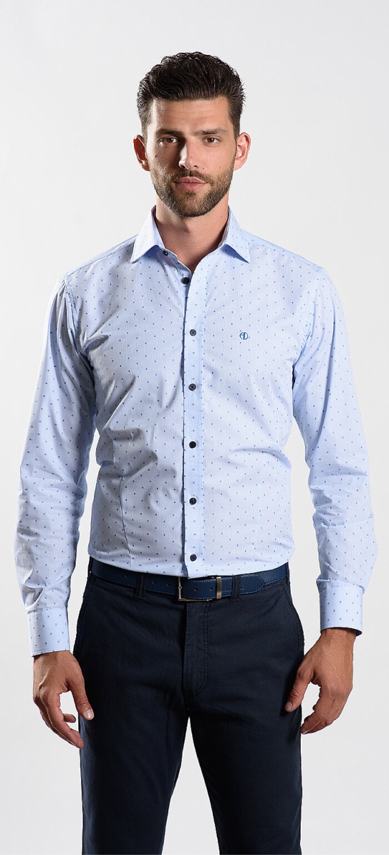 Light blue patterned Extra Slim Fit shirt