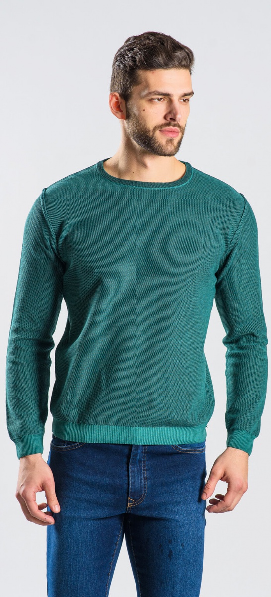Zelený bavlnený pulóver