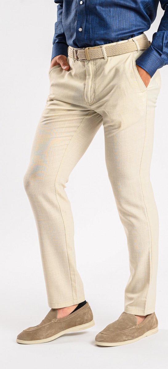 Beige chinos with Linen