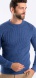 Blue ribbed pullover with round neck