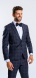 Blue Slim fit suit with burgundy check plaid