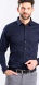 Dark Blue Patterned Stretch Extra Slim Fit non-iron shirt