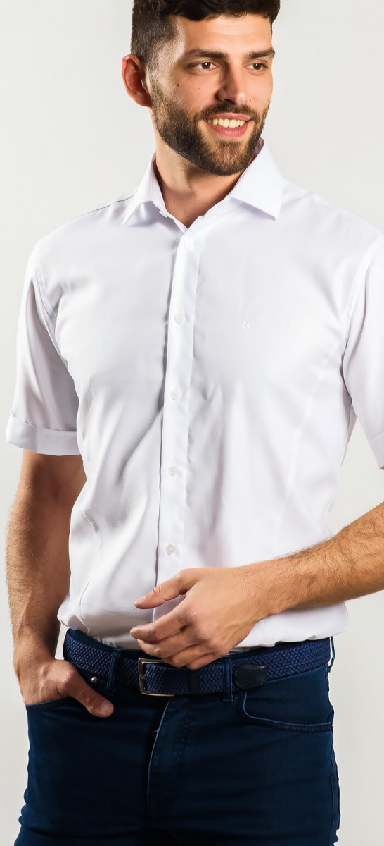 Biela Extra Slim Fit košeľa s krátkym rukávom