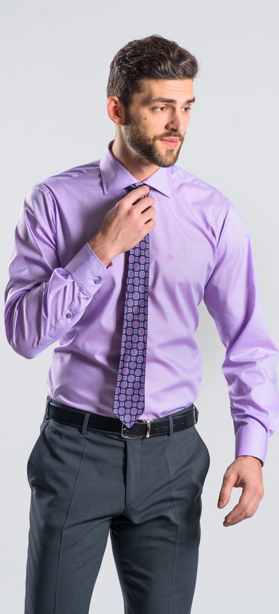 Fialová Slim Fit košeľa rady Basic