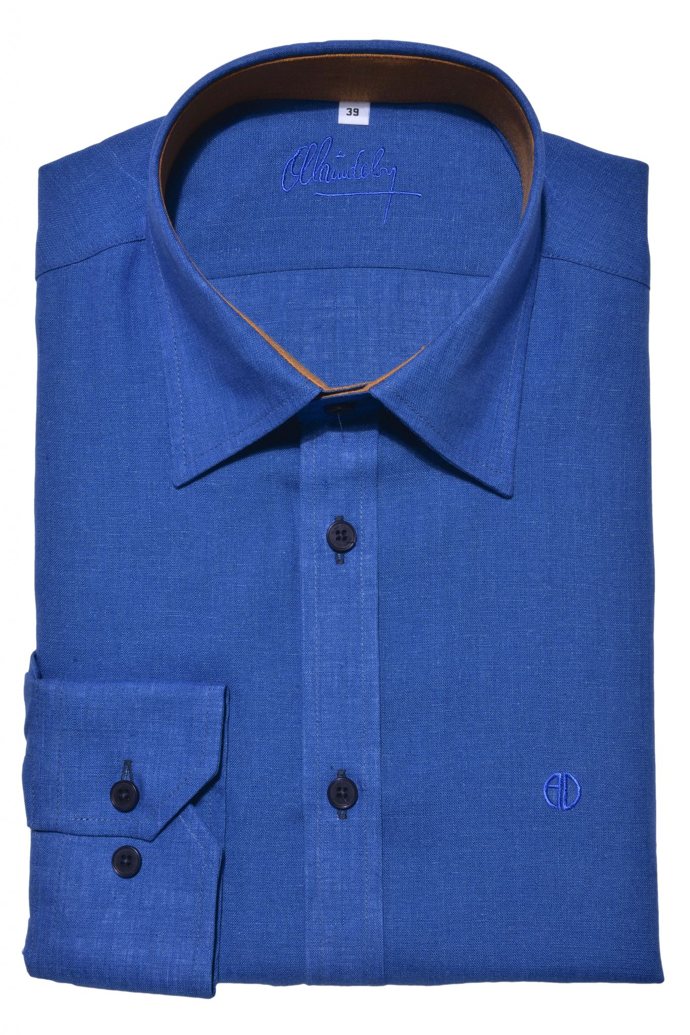 Dark blue Extra Slim Fit linen shirt - Shirts - E-shop | alaindelon.co.uk