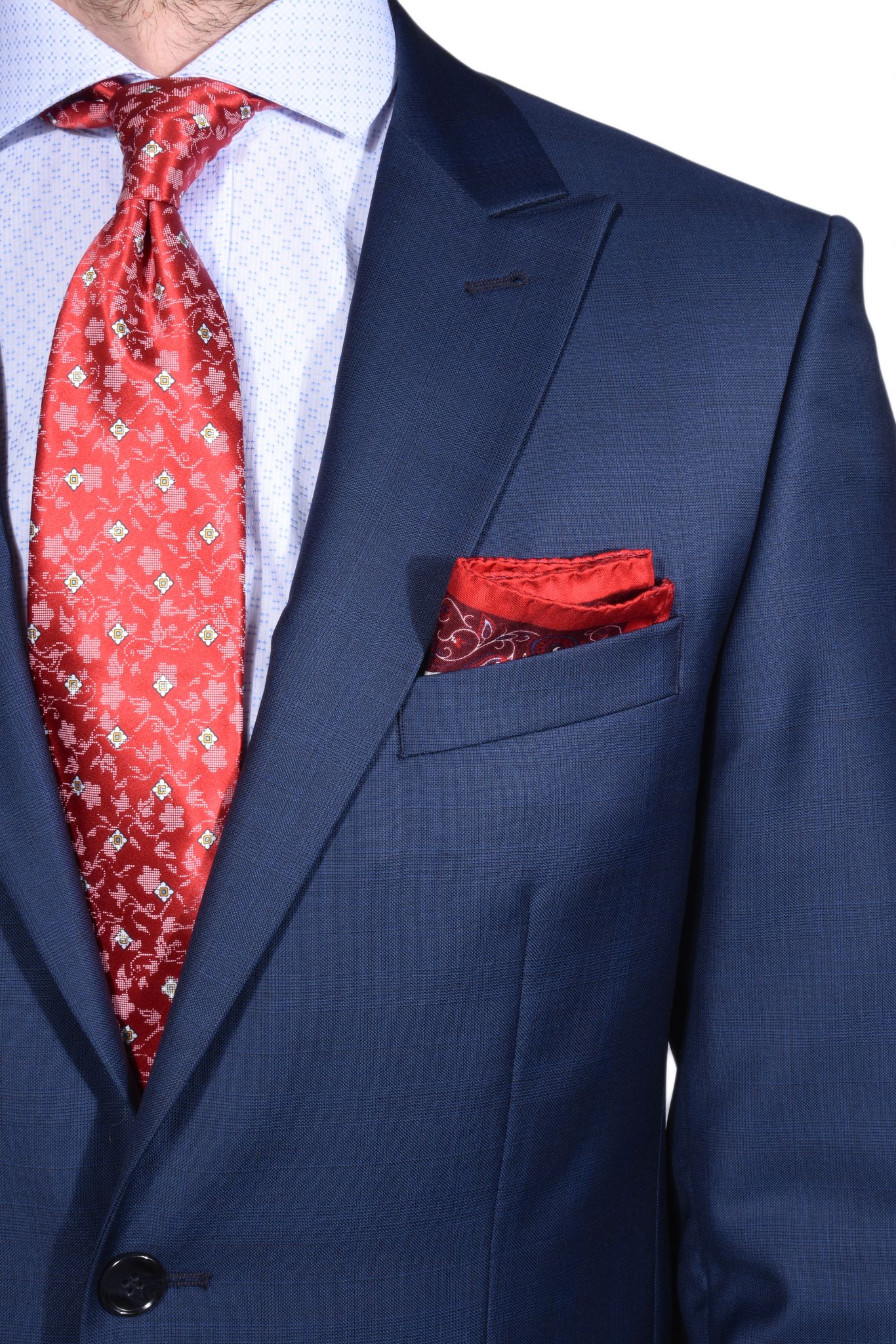 Dark blue Slim Fit checkered suit - Suits - E-shop | alaindelon.co.uk