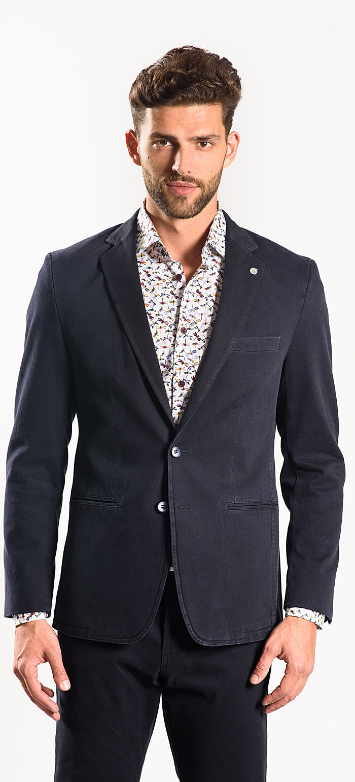 Dark blue cotton blazer - Blazers - E-shop | alaindelon.co.uk