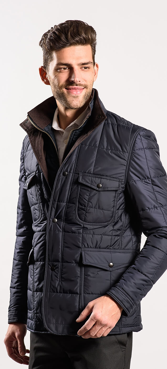 Dark blue padded jacket - Outerwear - E-shop | alaindelon.co.uk