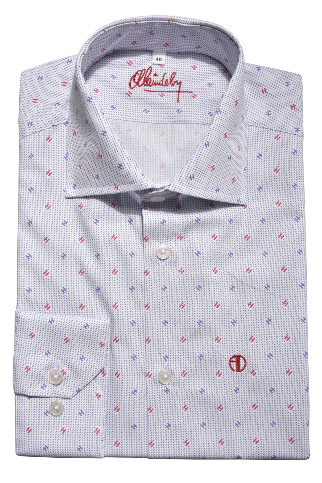 White Classic Fit printed shirt - Shirts - E-shop | alaindelon.co.uk